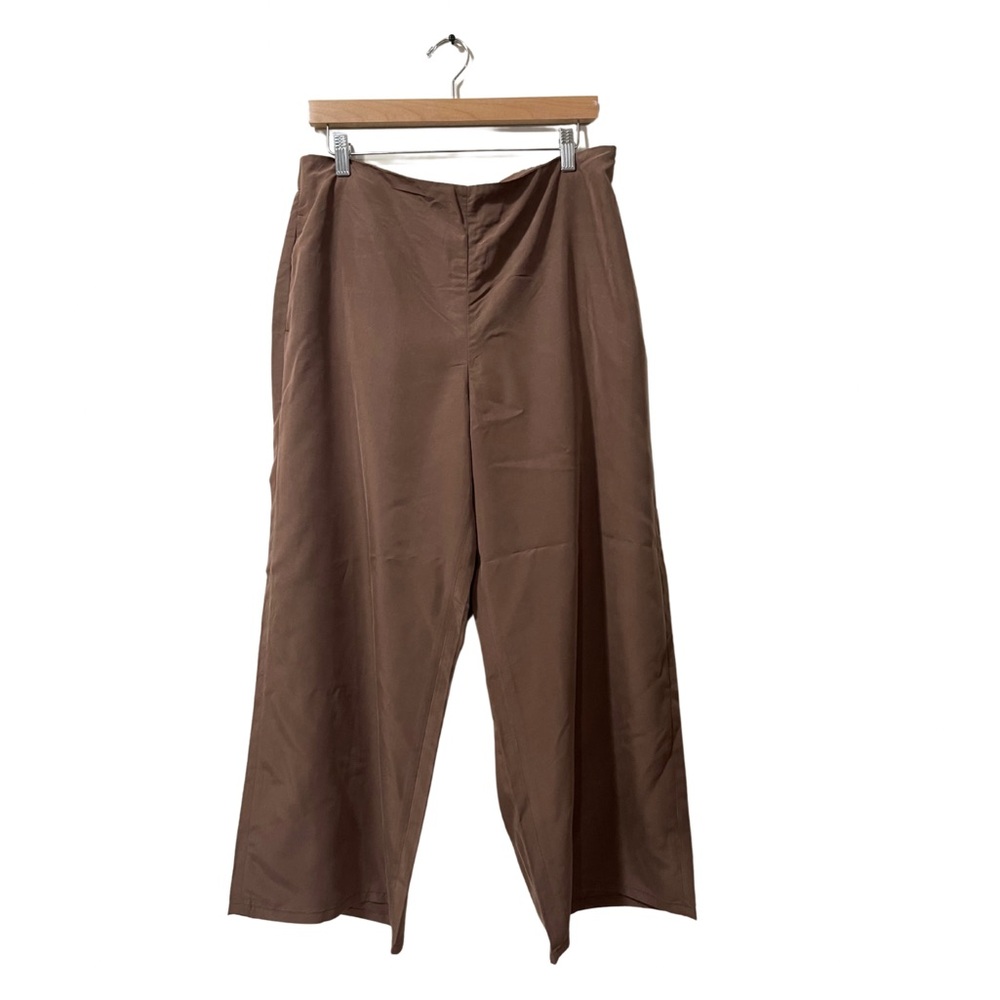 J. Jill Brown Cropped Modal Blend Casual Soft Wide Leg Pants Size Large